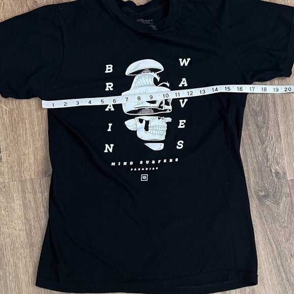 CHOMP Brain Waves Skull Graphic Black Mind Surfers T Shirt Tee Sz S - Picture 5 of 6